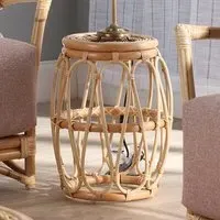 Bissau Round Lamp Table - Athena Plain, Rattan Wicker