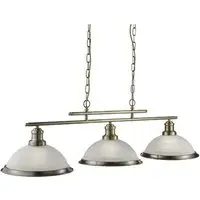 Bistro 3 Light Ceiling Bar - Antique Brass, Glass