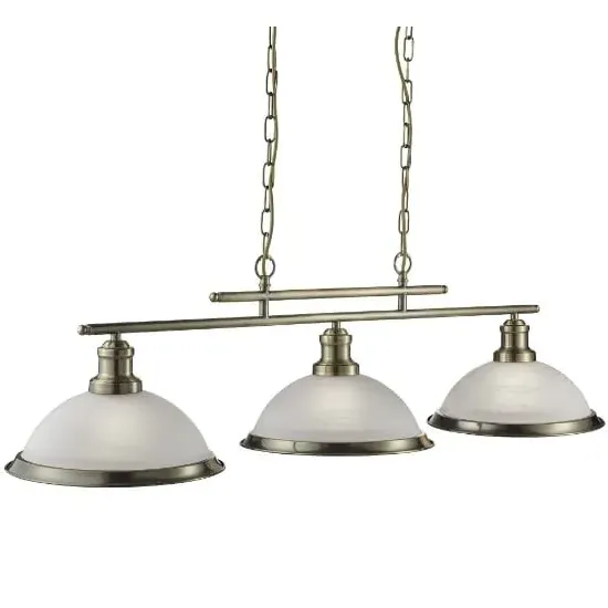 Bistro 3 Light Ceiling Bar - Antique Brass, Glass image