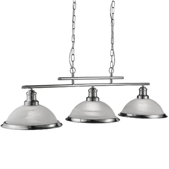 Bistro 3 Light Ceiling Bar - Silver, Glass