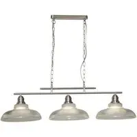 Bistro 3 Light Glass Shade Bar Pendant Light - Satin Silver