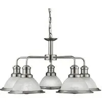 Bistro 5 Light Ceiling Light - Satin Silver, Glass