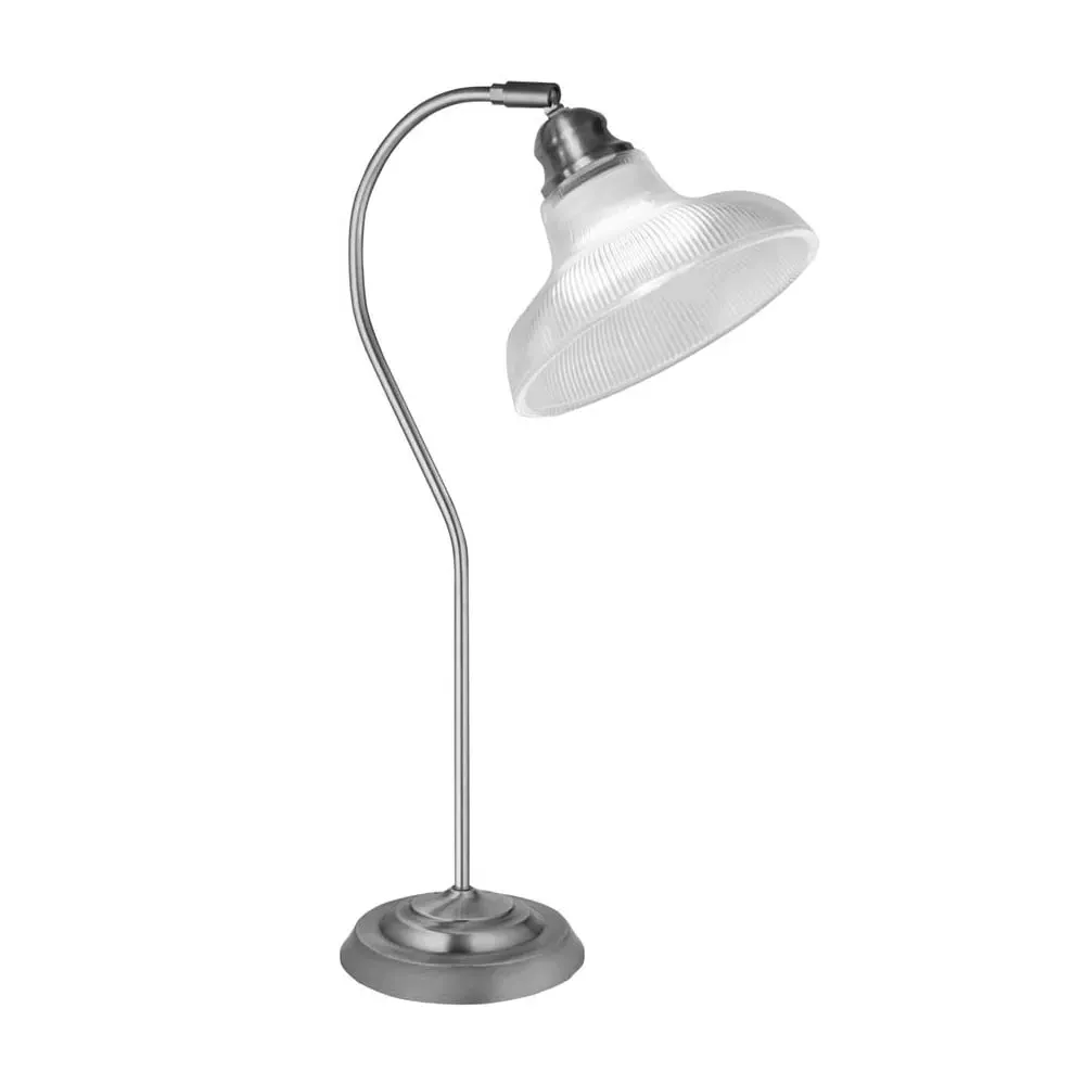 Bistro Glass Holophane Table Lamp - Silver image