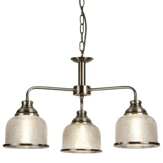 Bistro II 3 Light Pendant - Antique Brass, Halophane Glass image