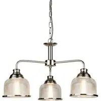 Bistro II 3 Light Pendant - Satin Silver, Halophane Glass