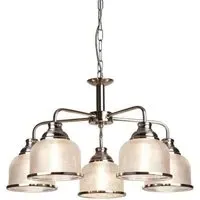 Bistro II 5 Light Ceiling - Satin Silver, Halophane Glass