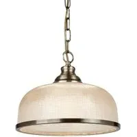 Bistro II Pendant Light - Antique Brass, Halophane Glass