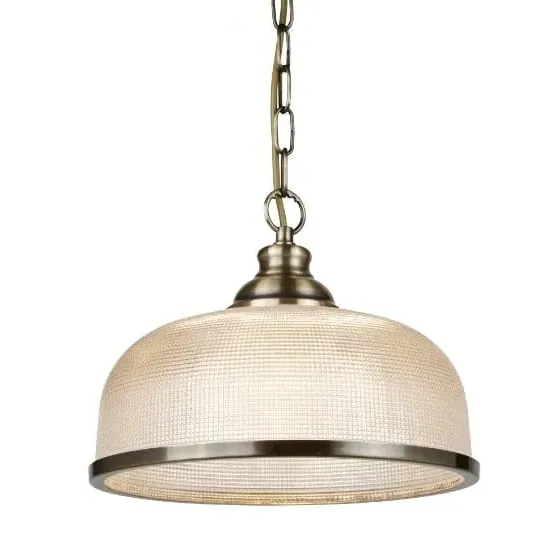 Bistro II Pendant Light - Antique Brass, Halophane Glass