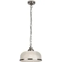 Bistro II Pendant Light - Satin Silver, Halophane Glass