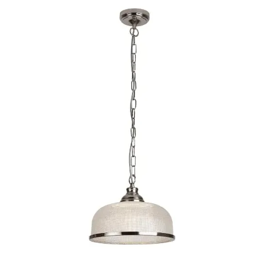 Bistro II Pendant Light - Satin Silver, Halophane Glass