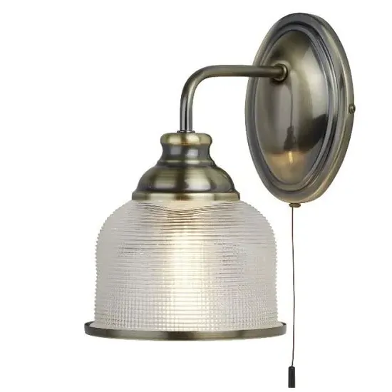 Bistro II Single Wall Bracket - Antique Brass, Holophane Glass image