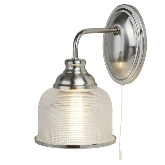 Bistro II Single Wall Bracket - Satin Silver, Holophane Glass