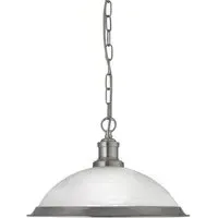 Bistro Pendant Light - Satin Silver, Acid Glass