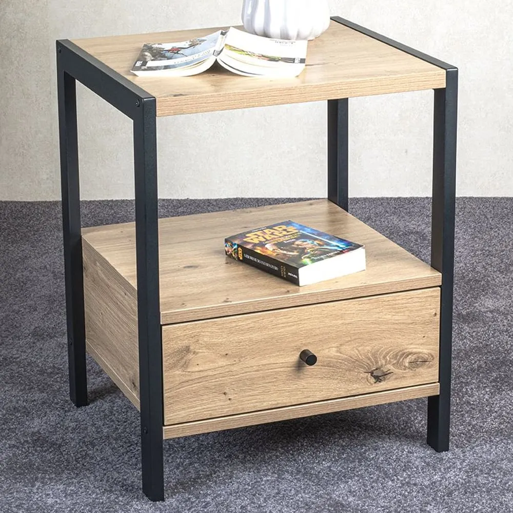 Blackfoot End Table with Drawer - Oak, Black
