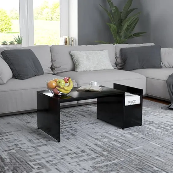 Blaga Coffee Table with Storage - Black, Chipboard