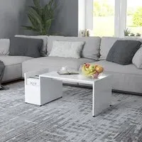 Blaga Coffee Table with Storage - White, Chipboard