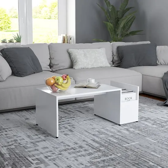 Blaga Coffee Table with Storage - White, Chipboard