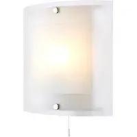 Blake Square Wall Light with Pull Cord - Chrome, Glass