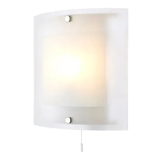 Blake Square Wall Light with Pull Cord - Chrome, Glass