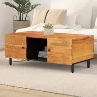 Blanes Coffee Table with 2 Doors - Natural, Acacia Wood