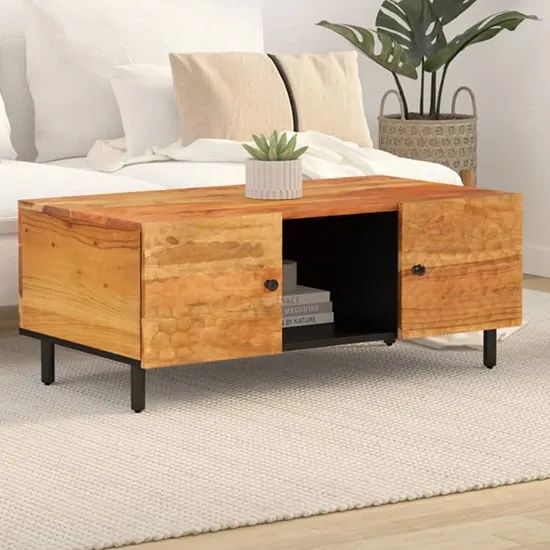 Blanes Coffee Table with 2 Doors - Natural, Acacia Wood
