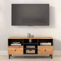 Blanes TV Stand with 2 Drawers 4 Shelves - Natural, Acacia Wood