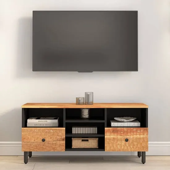 Blanes TV Stand with 2 Drawers 4 Shelves - Natural, Acacia Wood
