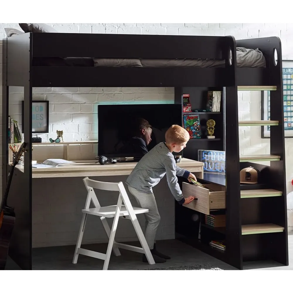 Blazo Gaming High Sleeper Bunk Bed - Black, Particleboard