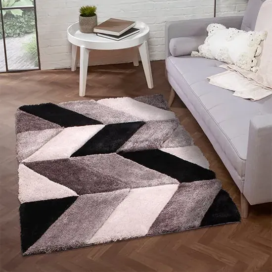 Blazon 3D Carved Rug - Grey, Polyester