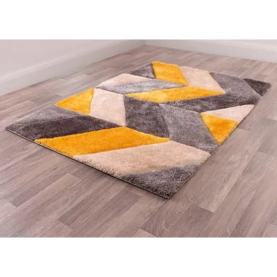 Blazon 3D Carved Rug - Ochre, Polyester