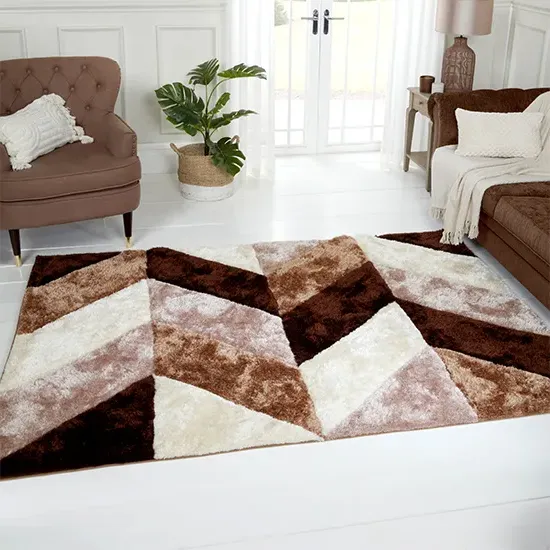 Blazon 3D Carved Shaggy Rug - Natural, Polyester product
