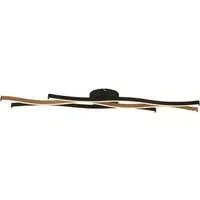 Bloom LED Wood Effect Flush Ceiling Light - Black