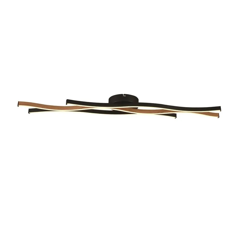 Bloom LED Wood Effect Flush Ceiling Light - Black