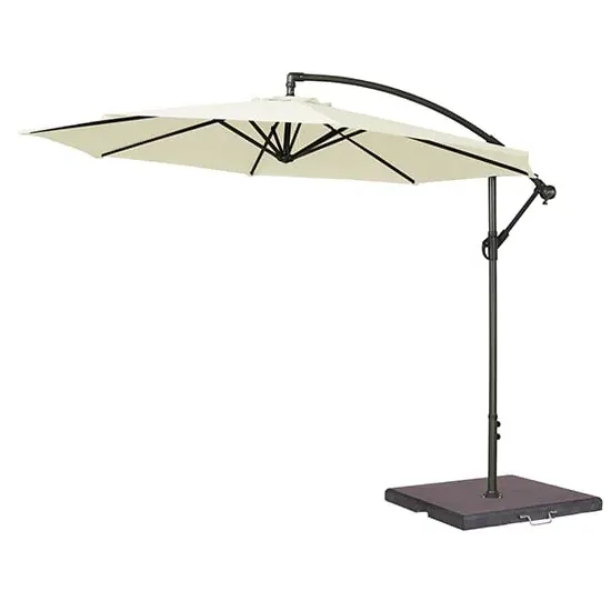 Blount Round Cantilever Parasol with Base - Ecru, Polyester