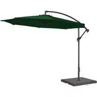 Blount Round Cantilever Parasol with Base - Green, Polyester