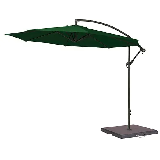 Blount Round Cantilever Parasol with Base - Green, Polyester
