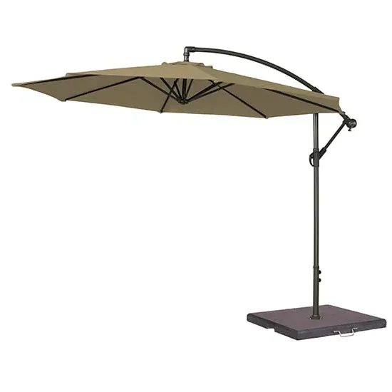 Blount Round Cantilever Parasol with Base - Taupe, Polyester