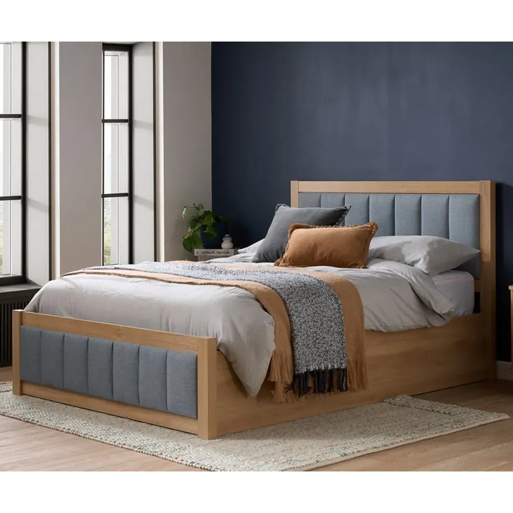Bluefield King Size Ottoman Bed with Storage - Grey, Oak