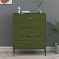 Bodmin 4 Drawer Chest of Drawers - Olive Green, Steel
