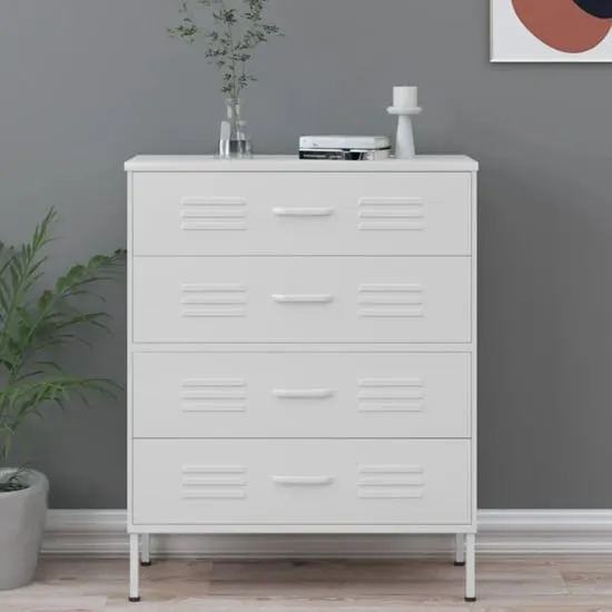 Bodmin 4 Drawer Chest of Drawers - White, Steel image