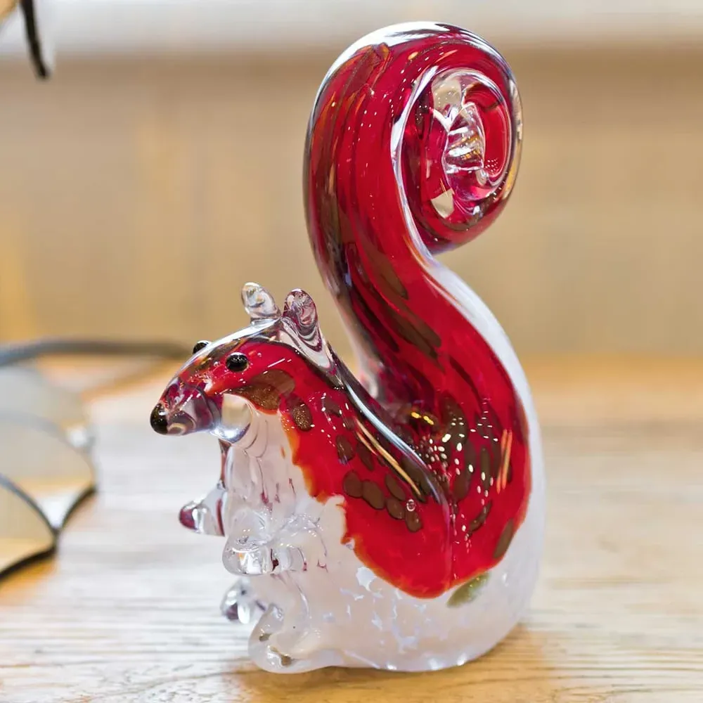 Bogota Glass Squirrel Ornament - Red