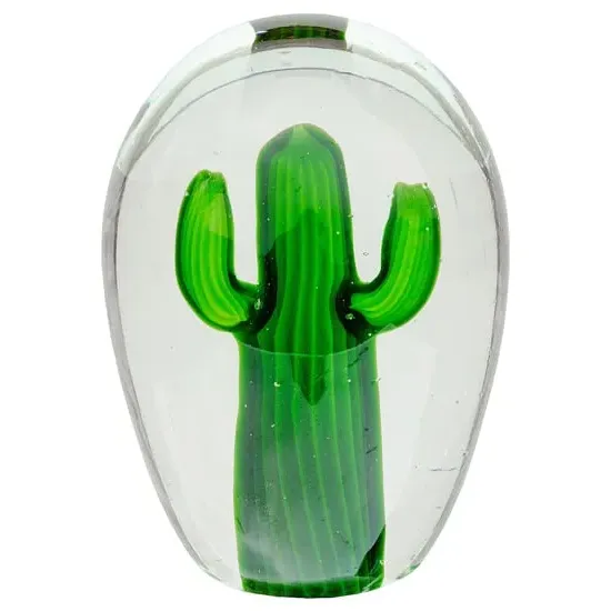 Bogota Large Glass Cactus Ornament - Green