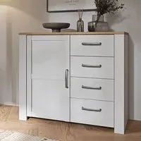 Bogota Sideboard with 1 Door 4 Drawers - White, Oak