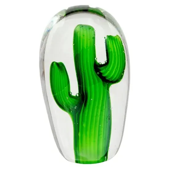 Bogota Small Glass Cactus Ornament - Green