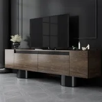 Boheme TV Stand with 2 Flap Doors - Walnut, Melamine alternate view