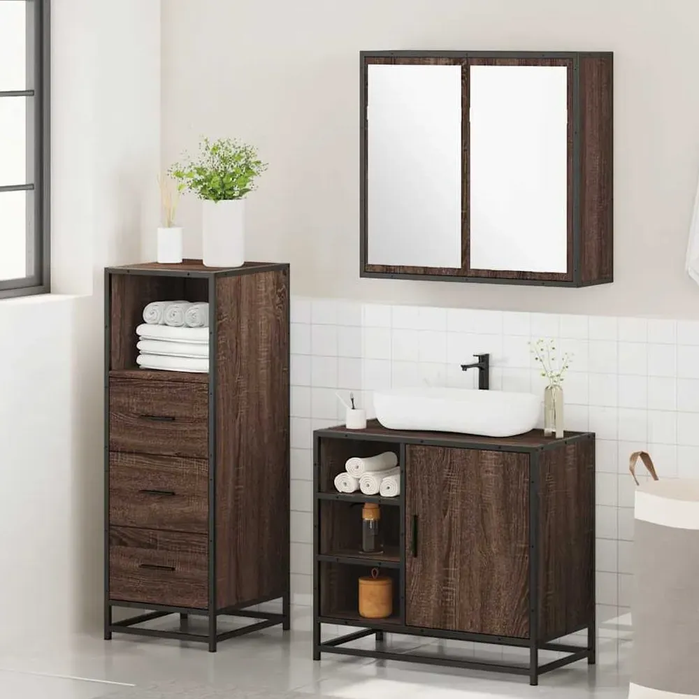 Bohemia 3 Piece Bathroom Furniture Set - Brown Oak