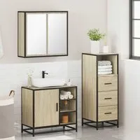 Bohemia 3 Piece Bathroom Furniture Set - Sonoma Oak, Engineered Wood alternate view