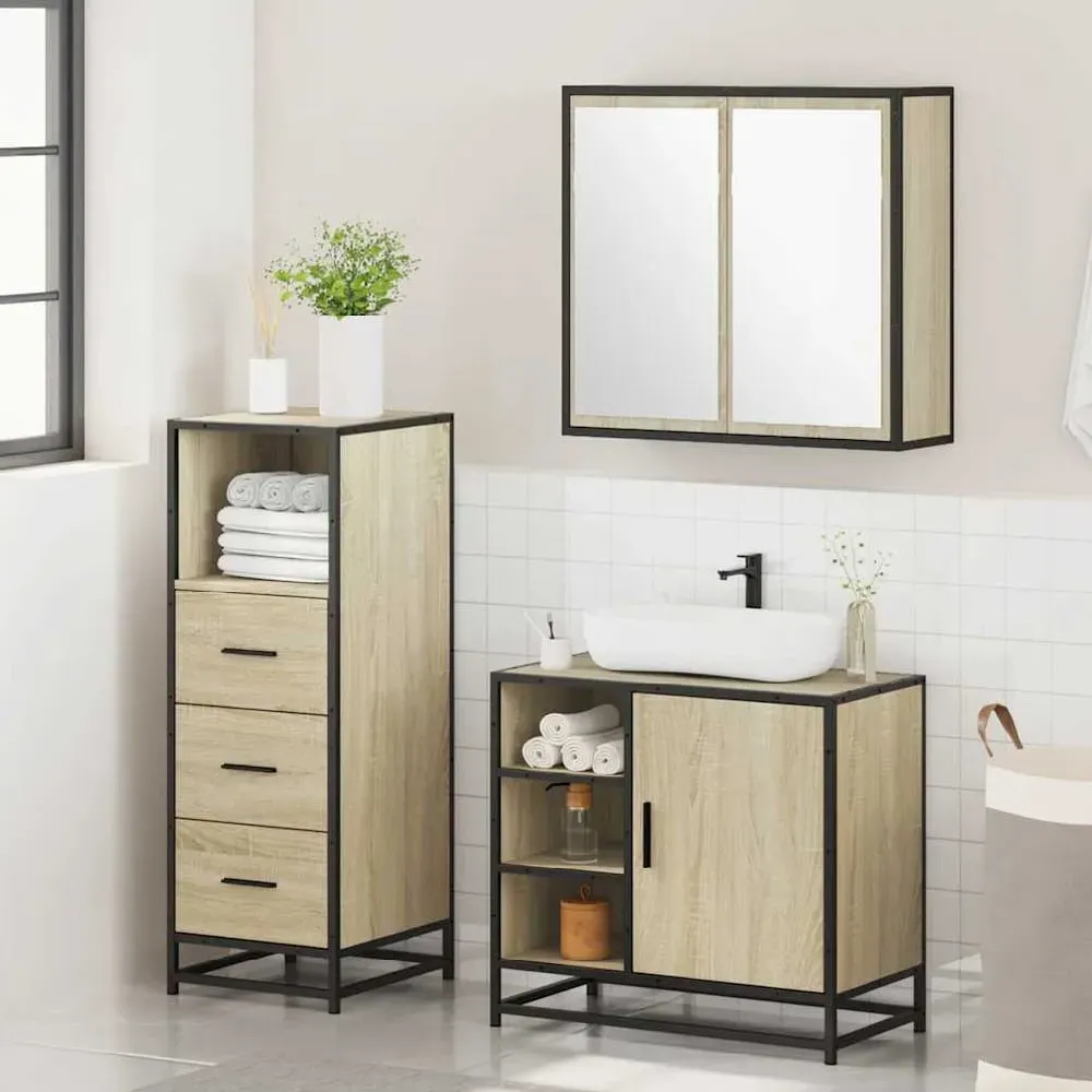 Bohemia 3 Piece Bathroom Furniture Set - Sonoma Oak, Engineered Wood product