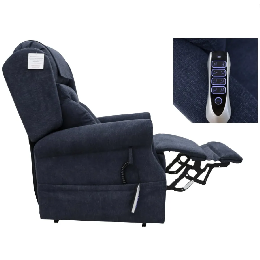 Boise Quad Motor Lift Recliner Chair - Deep Blue, Fabric image