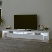 Boise TV Stand with LED Lights - White, Engineered Wood